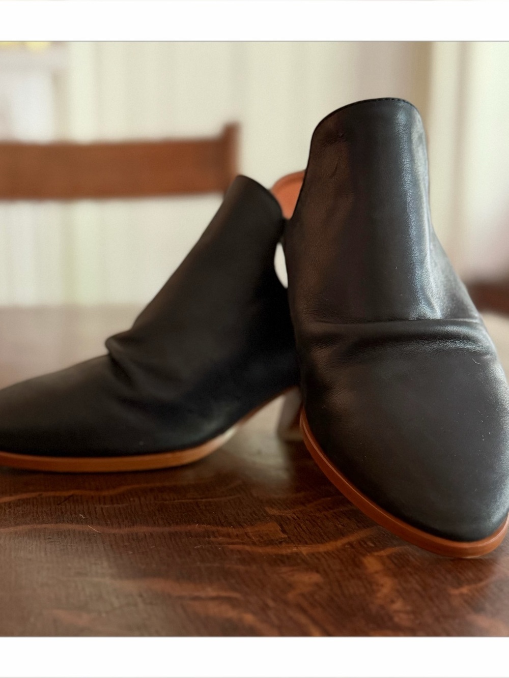 Anthropologie Womens Black Leather Amstur Heeled Mules US 6